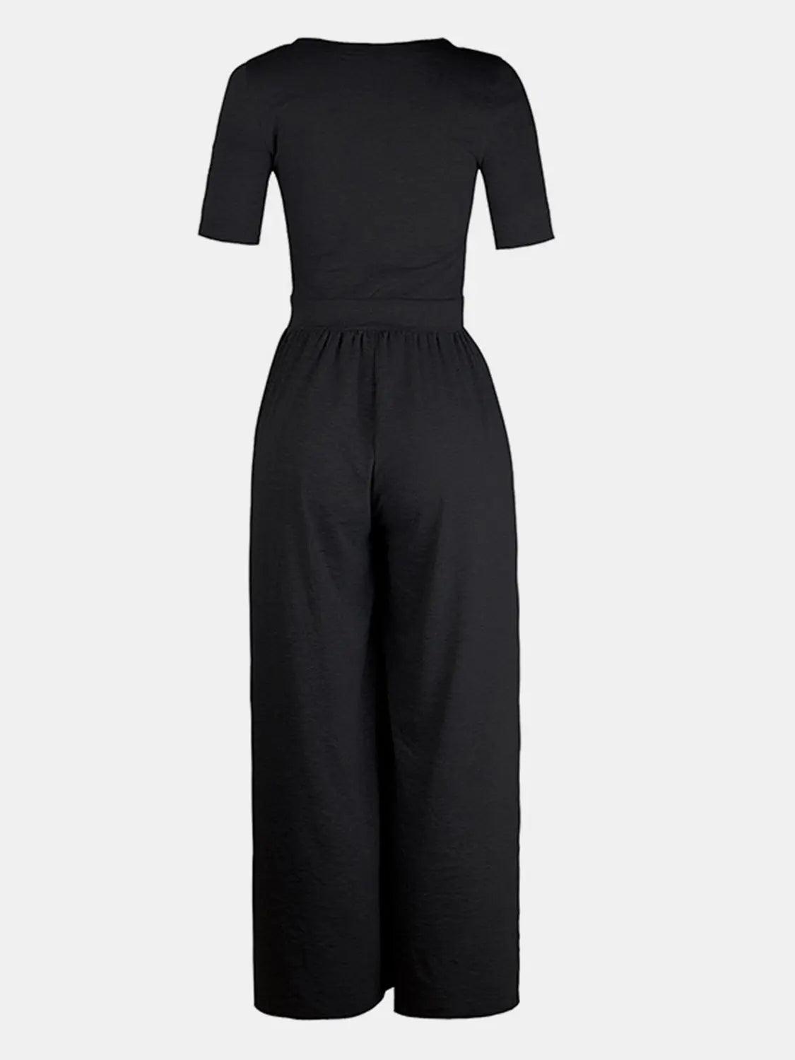 Scoop Neck Short Sleeve Jumpsuit - M. Burks Pretty Boutique LLC.shop