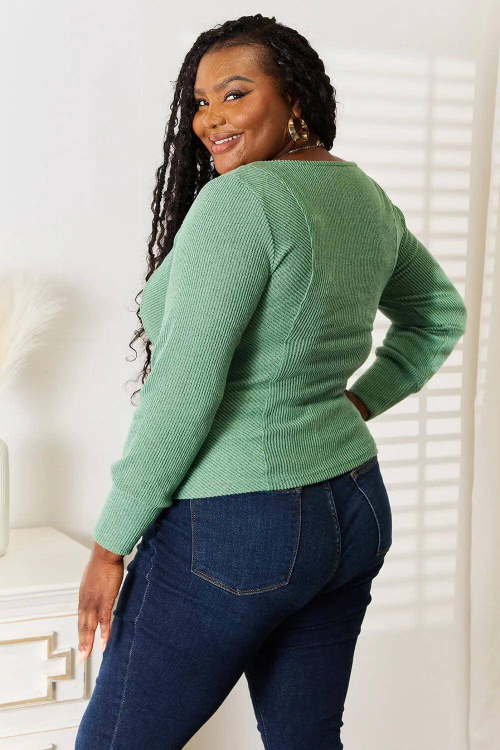 Basic Bae Scoop Neck Long Sleeve Top - M. Burks Pretty Boutique LLC.shop