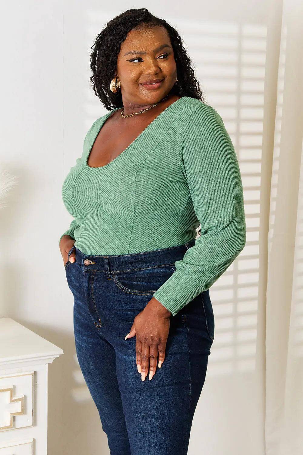 Basic Bae Scoop Neck Long Sleeve Top - M. Burks Pretty Boutique LLC.shop