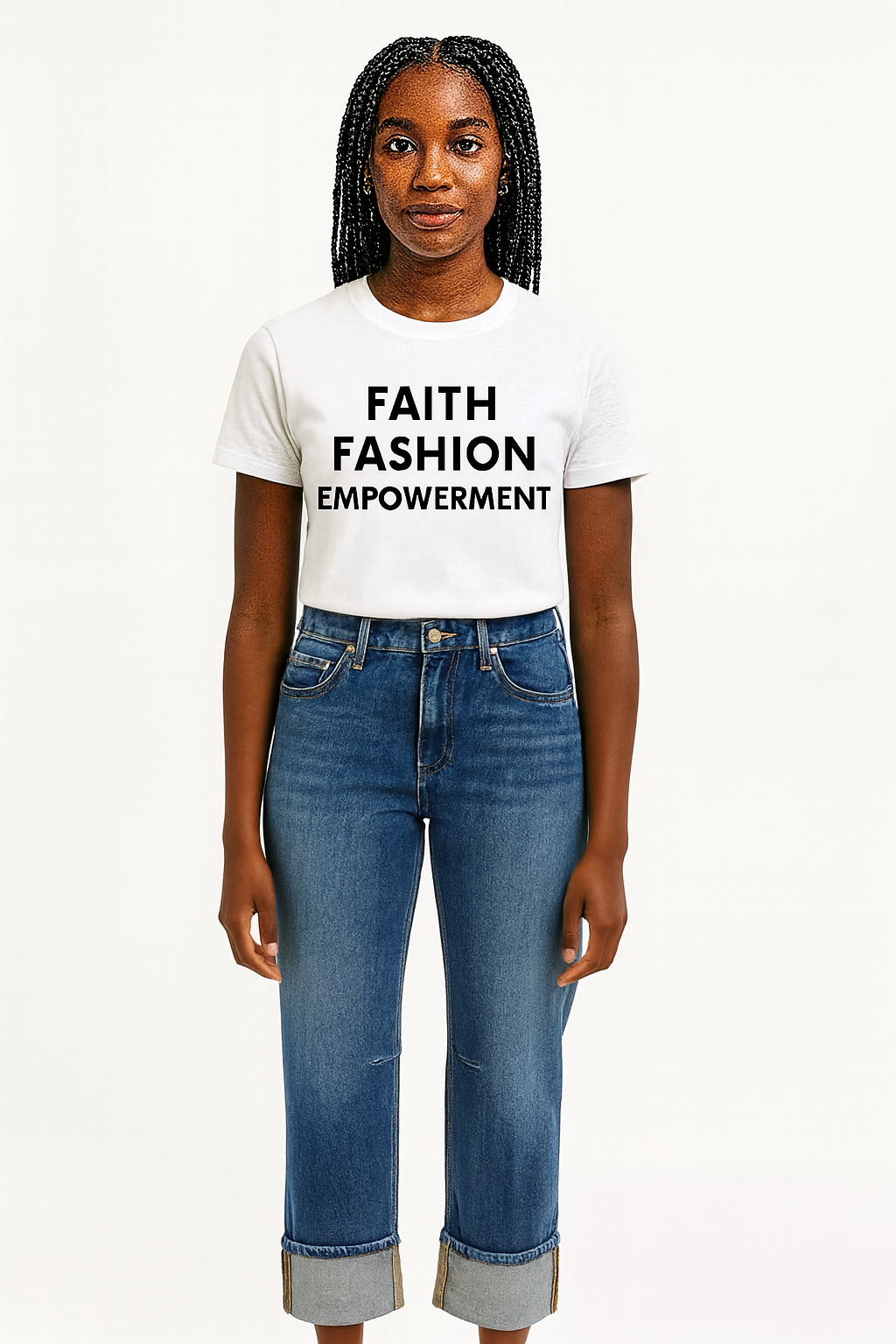 RISEN High Rise Straight Jeans with Distressed Hem