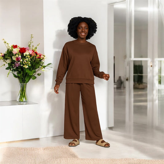 Zenana Scuba Crewneck Pullover and Pants Set