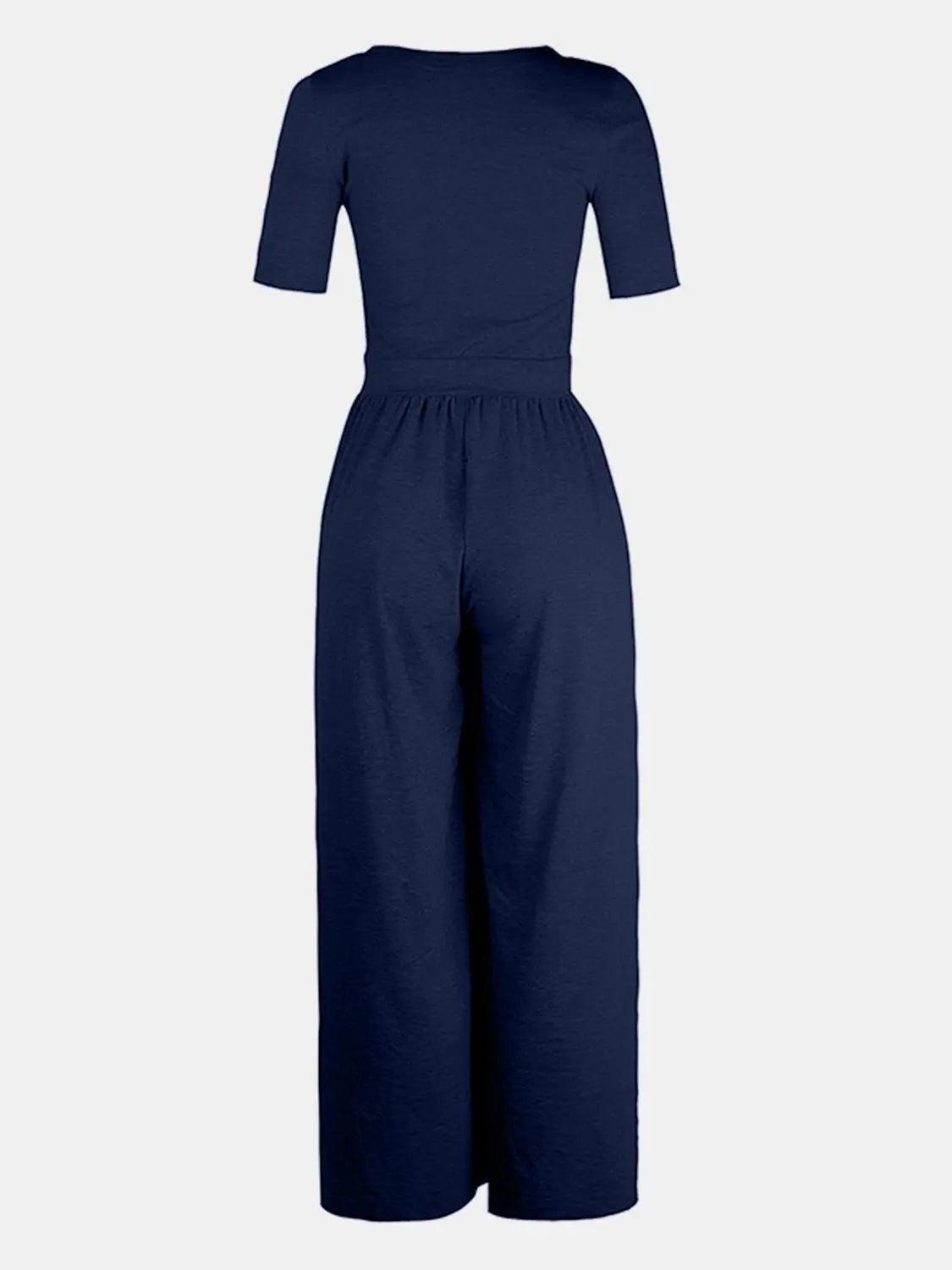 Scoop Neck Short Sleeve Jumpsuit - M. Burks Pretty Boutique LLC.shop