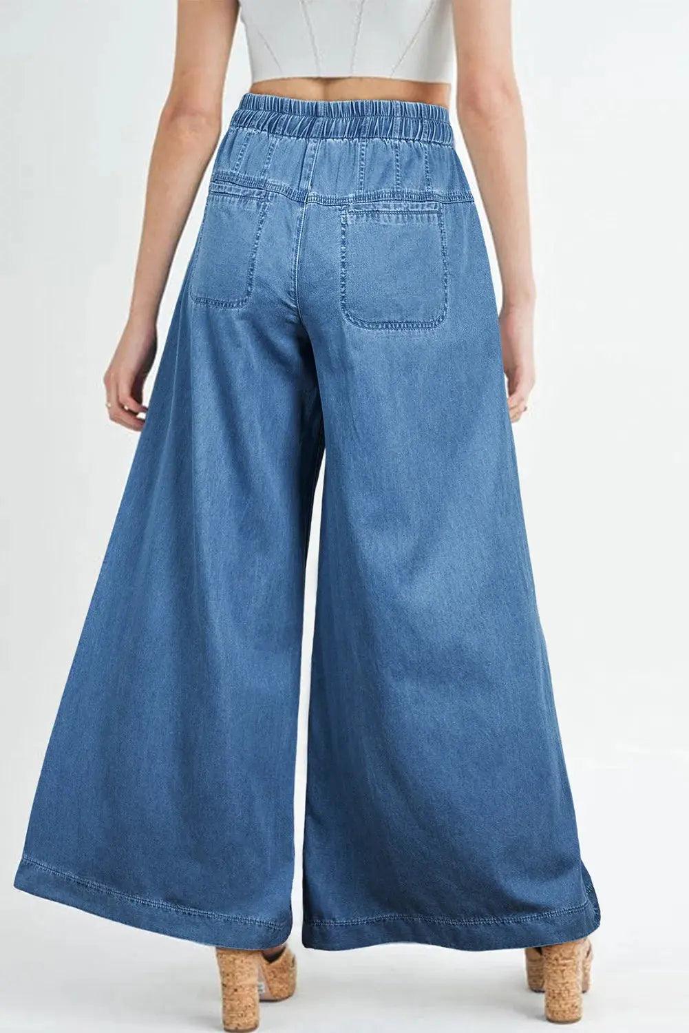 Drawstring Elastic Waist Wide Leg Jeans - M. Burks Pretty Boutique LLC.shop