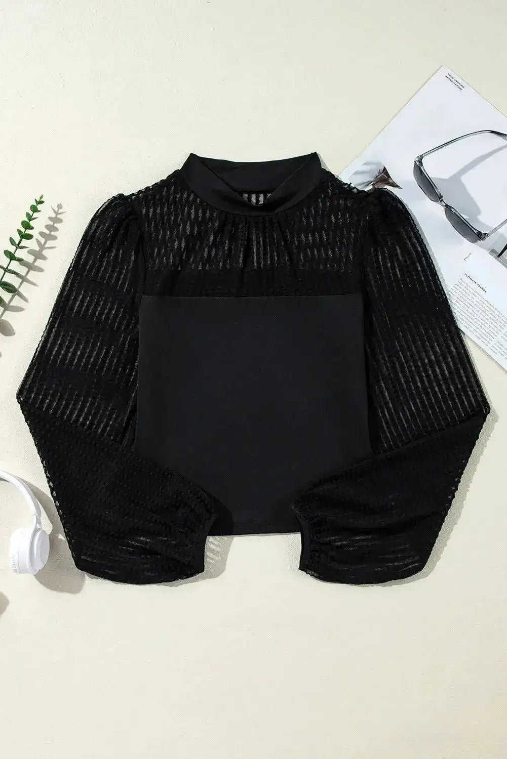 Mock Neck Long Sleeve Blouse - M. Burks Pretty Boutique LLC.shop