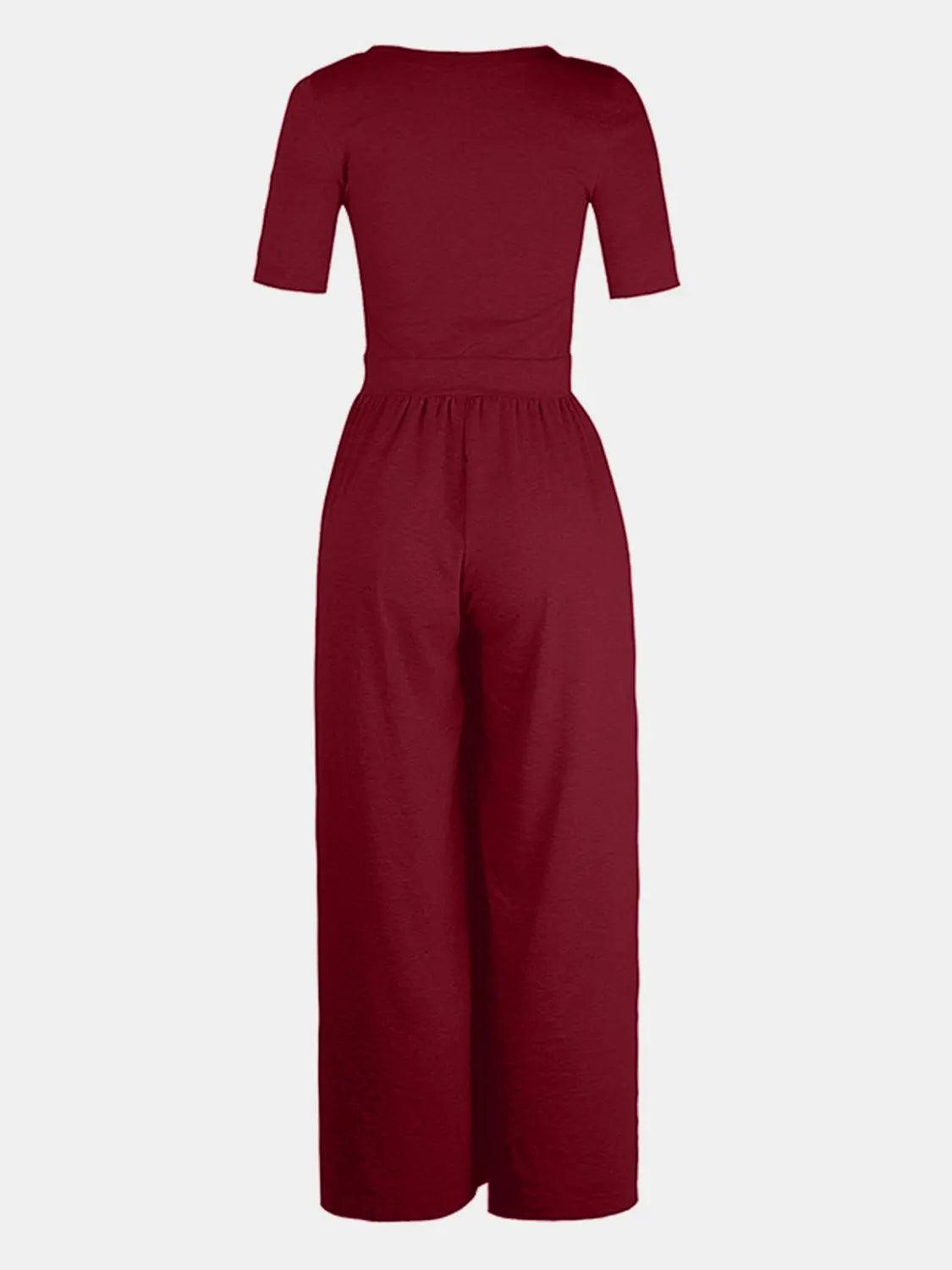Scoop Neck Short Sleeve Jumpsuit - M. Burks Pretty Boutique LLC.shop